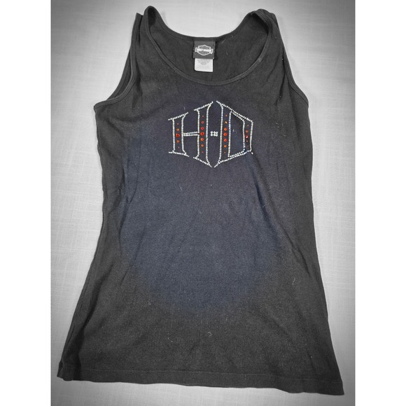 Harley-Davidson Tops - Harley-Davidson Rhinestone Logo Ribbed Tank Top Black XXL Barnett El Paso TX